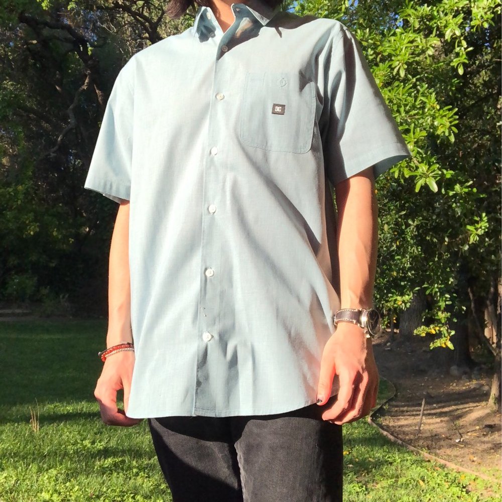 Light Blue DC Skate Short Sleeve Button Up Shirt